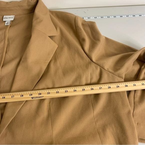 AVA & VIV Brown Plus Size One Button Neural Blazer Size 4X - Picture 5 of 12